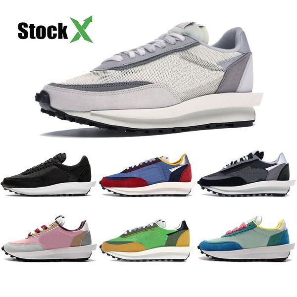 

with stock x ld waffle sacai mens casual shoes triple black white nylon green multi suede cactus jack women designer sneakers sports trainer
