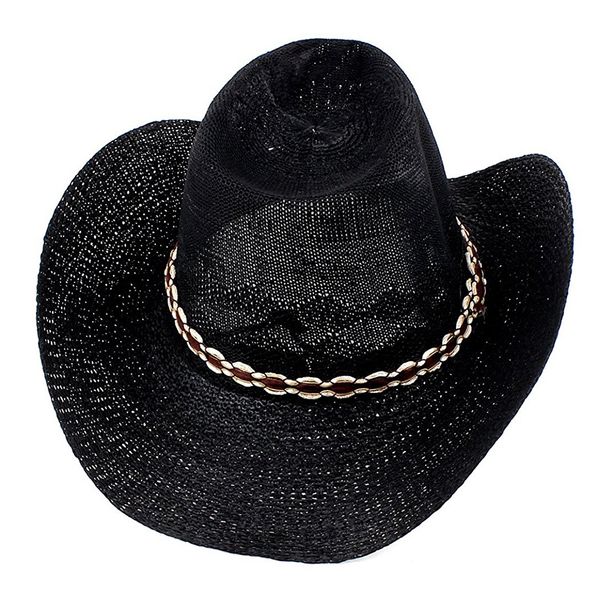 

men's adjustable roll braided black wide-brimmed cowboy hat