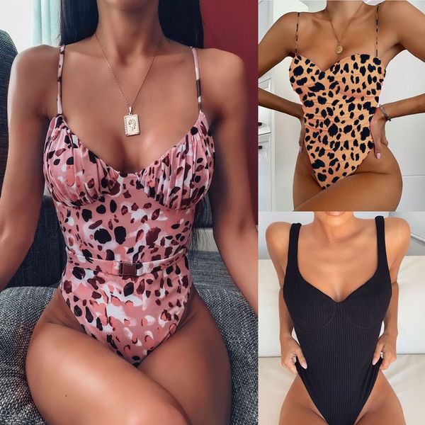 

high cut swimwear 2020 women one piece swimsuit female push up bathing suit high waist swimming suits for women solid monokini