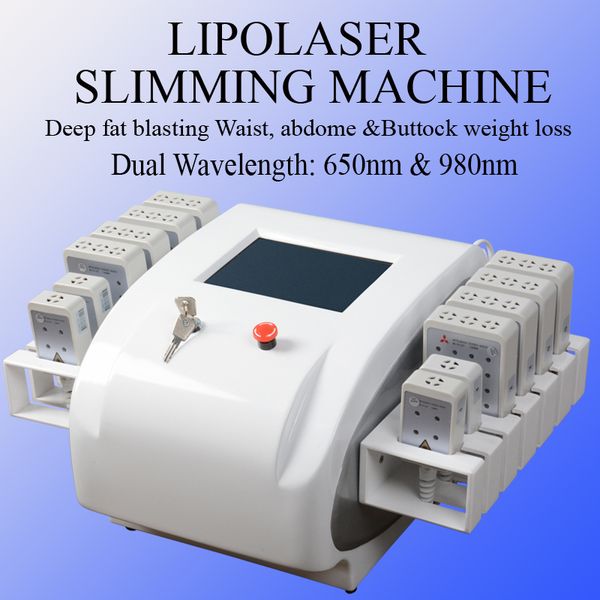 

2019 new arrival 130mw-350mw diode lipo laser lllt fat burning anti-cellulite 12 pads weight loss beauty slimming machine