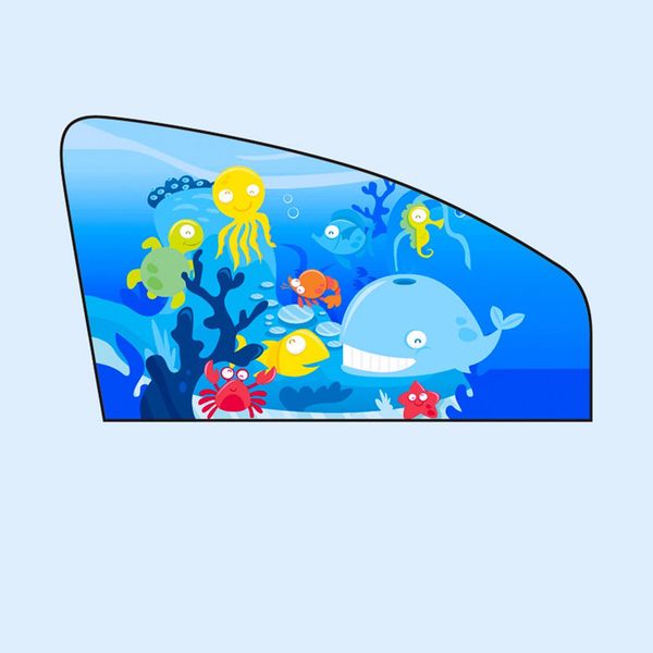 

sunscreen folding cartoon magnetic sunshade in the car undersea world front drive