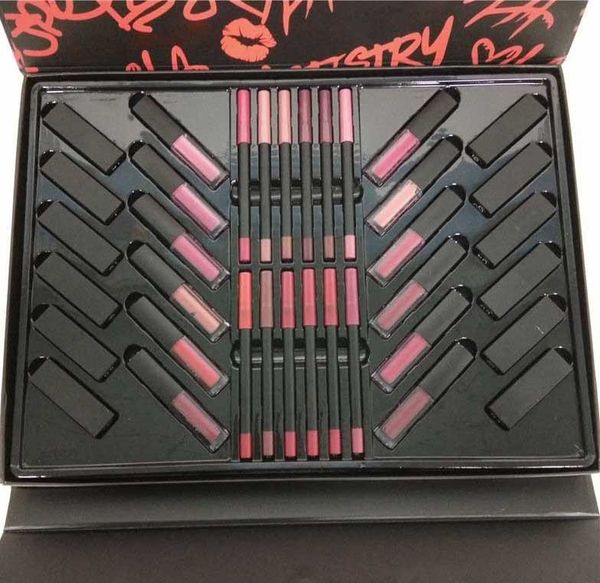 

M Brand Makeup Set 12 lipstick + 12 lip gloss+12 Lip Liner Glue Pen Full Cosmetice Set 36 in 1 Kit DHL