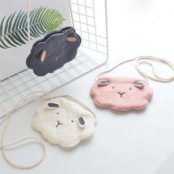 

purse children girl kids coin bag hobos mini small cute cotton fabric cartoon sheep animal korean accessories wholesale gift, White