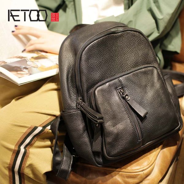 

aetoo 2019 new layer soft cowhide female korean version of the trend of fashion wild female simple backpack