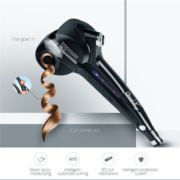 

automatic women hair steam curler ceramic curling iron wand auto steam spray hair curling wand heating ceramic large waves waver