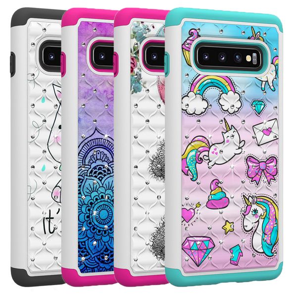 

For am ung 10 ca e luxury diamond bling rhine tone ca e hard pc oft tpu dual layer hybrid protective cover for am ung 10 plu