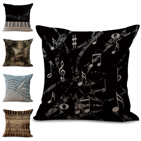 

music notes piano stave pillow case cushion cover linen cotton throw pillowcases sofa car decorative pillowcover drop ship 240646