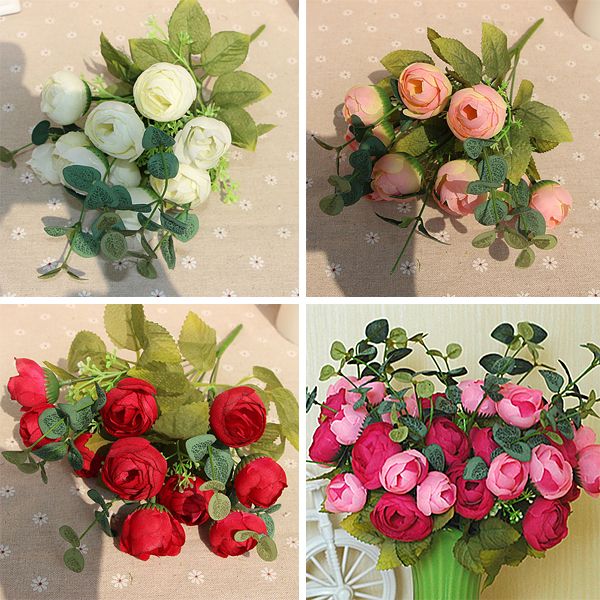 

10 heads flower bouquet artificial fake peony flower table spring rose decor