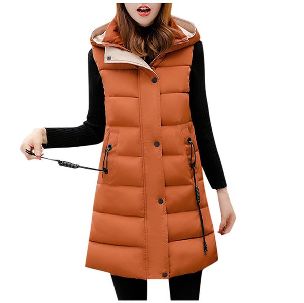 

women's hoodie vest winter warm cotton-padded casual windbreaker solid colors red sleeveless vest female classic waistcoat, Black;white