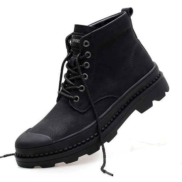 

boots 2021 winter shoes men genuine leather for plush warm male 39 s, Black