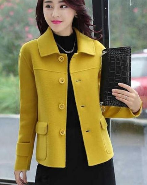 

2019 woman woolen coat in winter with new style@01, Black