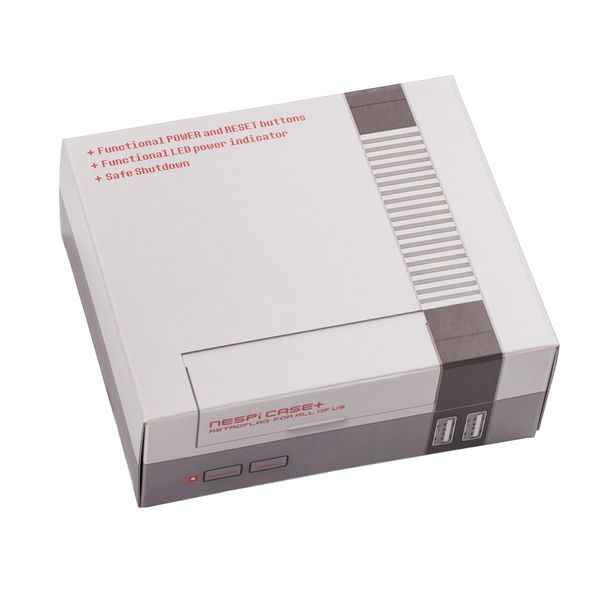 Custodia Raspberry Pi 3 Mini NES NESPi gratuita | Enclosure + Joystick per controller di gioco USB NES da 2 pezzi + Ventola di raffreddamento + Kit dissipatori di calore in rame