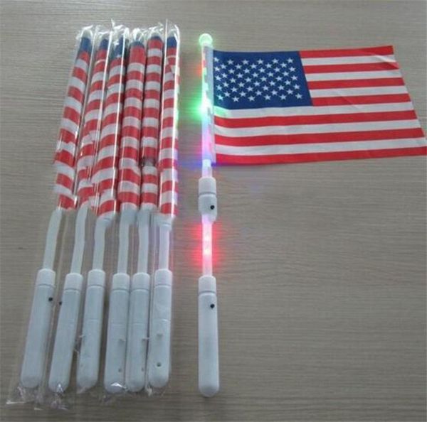 Flags American American Hands 4 luglio Indipendenza USA Banner Patriotic Days Parade Party Flag with Lights