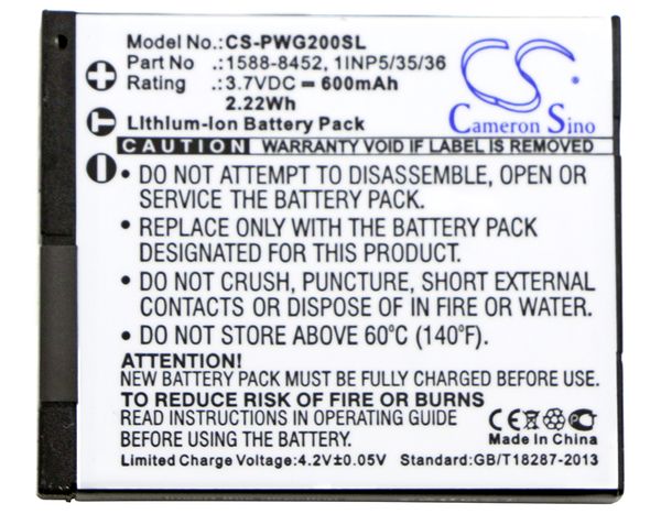 

cameron sino 600mah battery 1588-8452, 1inp5/35/36 for panasonic rp-wfg20, rp-wfg20e, rp-wfg20e-k, rp-wfg20h