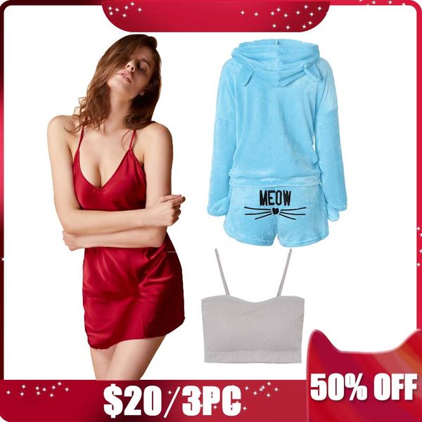 

cinoon 3pieces women winter pajama sets+sleepwear+cotton tube casual coral velvet suit warm cartoon homewear, Blue;gray