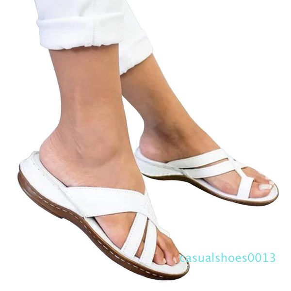 

summer beach soft ladies shoes orthopedic foot correction travel flat heel pu leather indoor outdoor women sandals non slip c13, Black