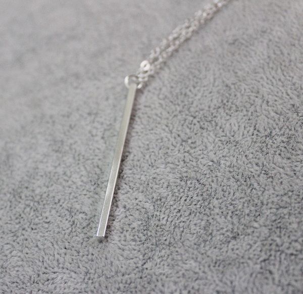 

long stick pendant necklace simple classic fashion hollow girl long link chain square copper statement necklaces beach jewelry for women, Silver
