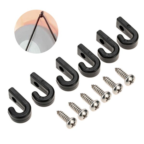 

6pcs nylon j-hooks for kayaks canoes or boats with screws lashing hooks for kayak bungee cord