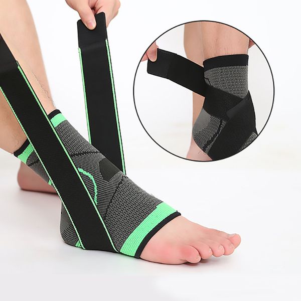 

fdbro 1pcs brace badminton basketball football taekwondo fitness heel protector 3d weaving elastic nylon strap ankle support, Blue;black