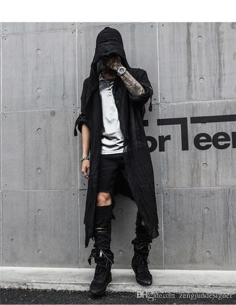 

loose designer mens spring new hoodies soild color fashion style long clothing homme cardigan casual apparel, Black