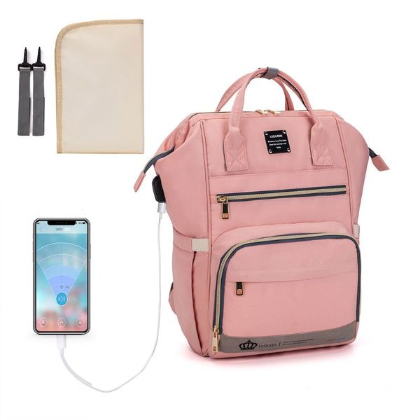 

mummy mom maternity nappy diaper bag large capacity baby travel backpack usb port handbag with changing mat stroller straps