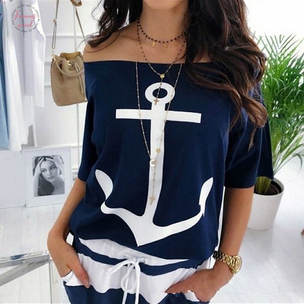 

slash neck batwing sleeve t shirt summer women off shoulder print t shirt casual loose ladies t shirt 5xl, White