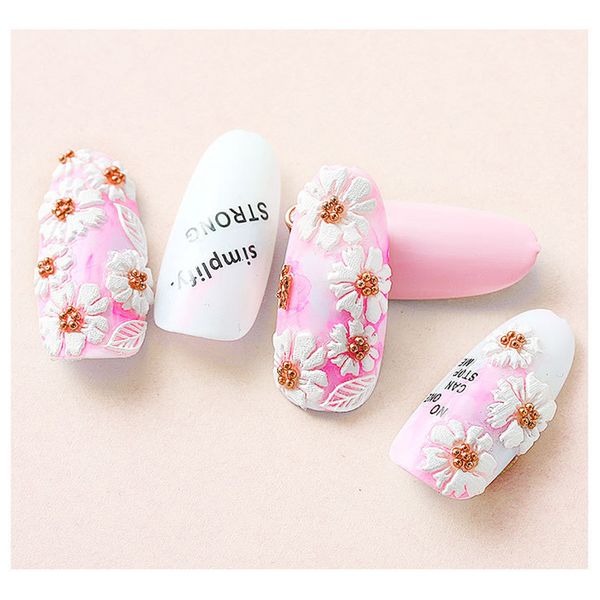 

1pack 5d diy engraved flower self-adhesive nail sticker embossed flower leaves friendly nail art decoration, Black