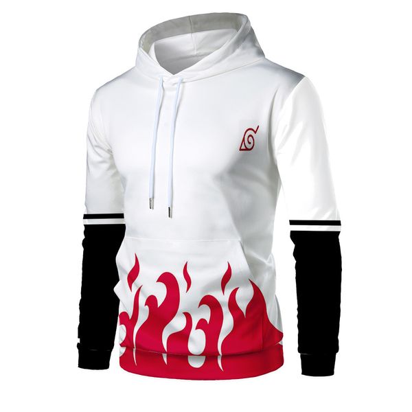 

mens designer 3d digital printing naruto hat pocket hooded sweater trend, Black