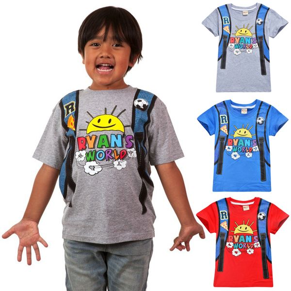 

ryan toys review kids t-shirts tees 100% cotton 4-10t kids boys summer t-shirt 110-140cm kids designer clothes boys wholesale jss150, Blue