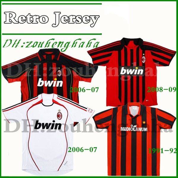 

2006 07 milan retro soccer jersey 2008 09 kaka ronaldo gilardino seedorf inzaghi 1991 92 pirlo nesta gilardino ancient football shirt, Black;yellow