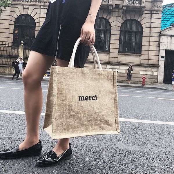 

new leisure woven one shoulder straw woven handbag art letter printed handbag