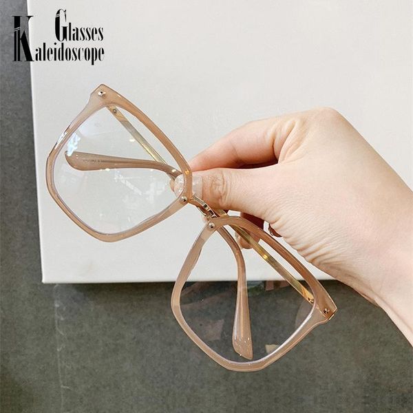 

new square blue light glasses frame men women metal oversized computer eyewears gaming goggles optical frames for myopia, Black