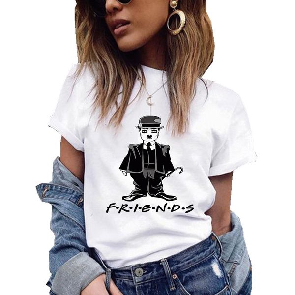 

friends t-shirt sweatshirts friend letter print loose short-sleeved ladies spring summer autumn casual harajuku shirt shirt shir, White