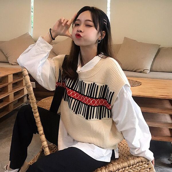 

princess sweet lolita vest korean vision spring collage wind fashion and all match sleeveless print pullover vest mlbz021, Black;white