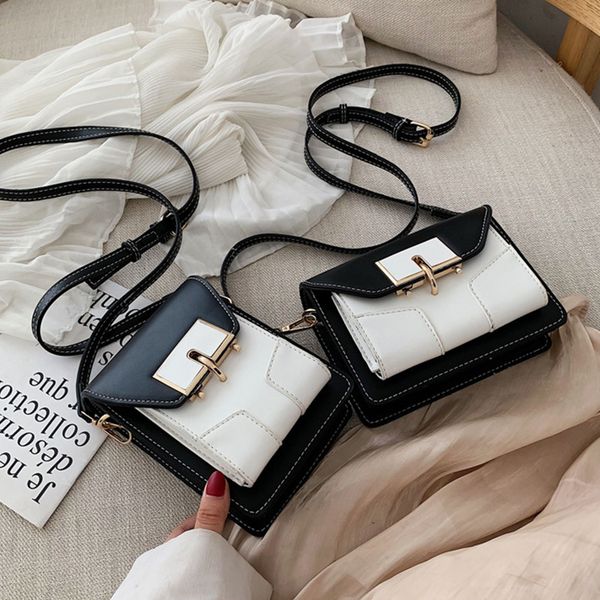 

creative metal buckle women's messenger bags fashion panelled crossbody bags for women pu purses lady shoulder bag