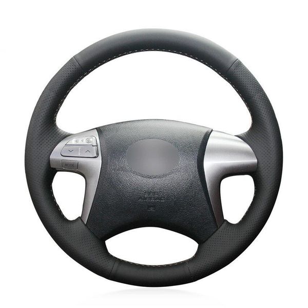 

for toyota fortuner car hand-sewn steering wheel cover black artificial leather
