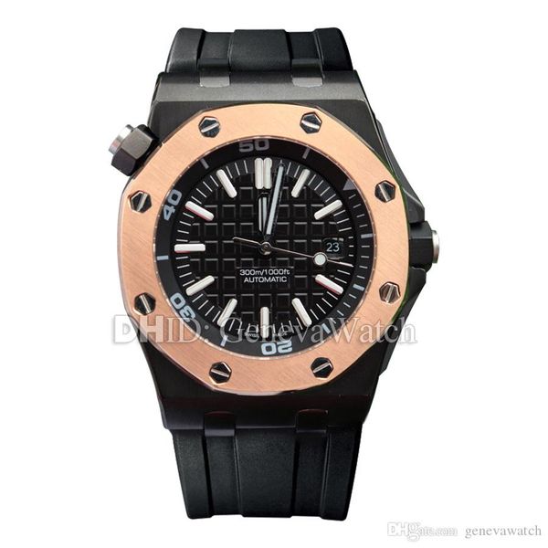 

15710 luxury watch mens designer watches mechanical automatic wristwatches 42mm rose gold 316l steel case rubber band montre de luxe, Slivery;brown
