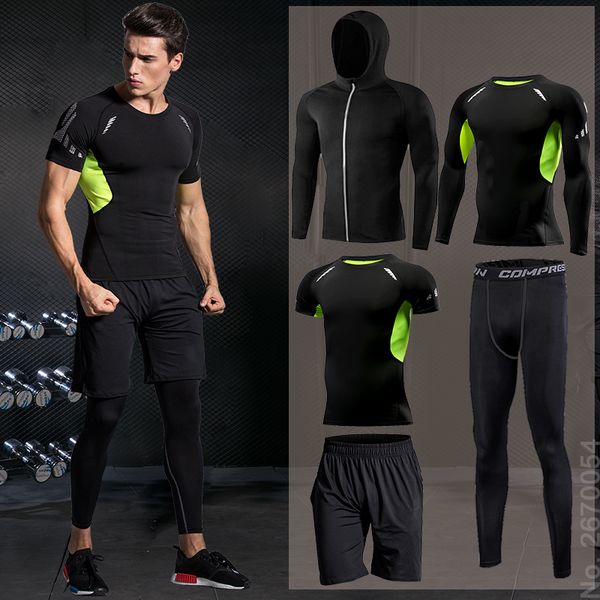 

men sportswear compression sport suits quick dry running sets clothes sports joggers training gym fitness tracksuits running set, Black;blue