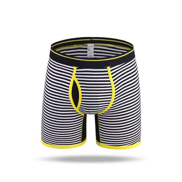 

2020 new men's striped underwear fashion active long boxer brief breathable underwears mens comfortable underpants size -3xl, Black;white