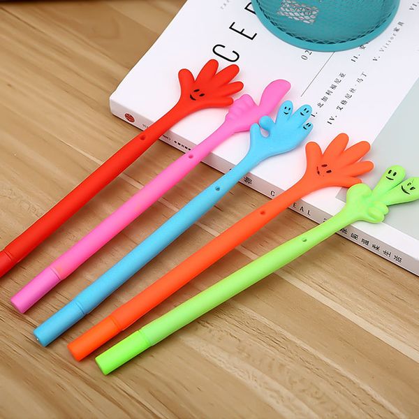 

12 pcs/box funny gel pen expressive finger cartoon writing pen creatively hand flexible bendable stationery five colors random