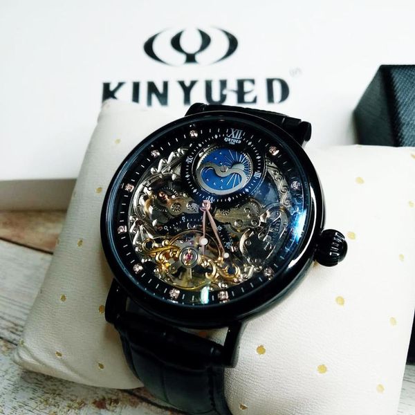 

relogio mecanico kinyued автоматические механические часы мужчины скелет heren horlogerelogio mecanico relojes automaticos, Slivery;brown