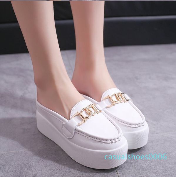 

baotou no heel sponge cake slippers casual slope with lazy c06, Black;white