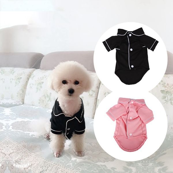 

dog shirt pet dog clothes cotton french pajamas suitable for small and medium cats 2-legged button pink black pet pajamas