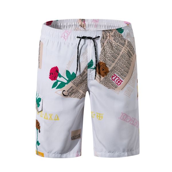 

men's home casual pants new quick dry printed beach pants loose european size surfing, White;black