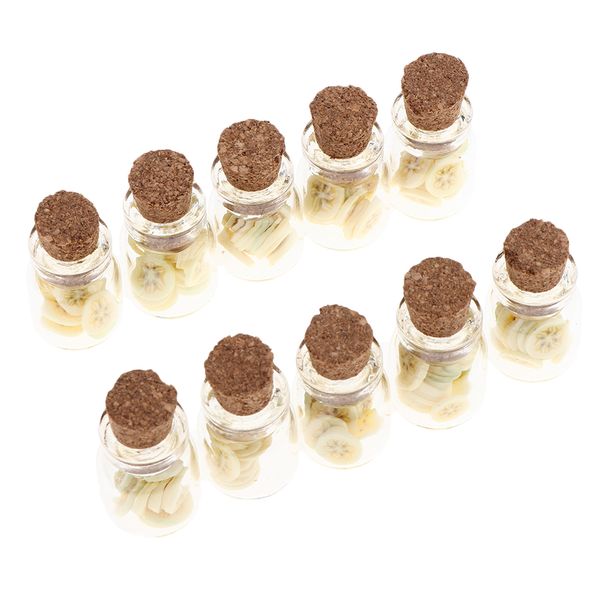 

10 pieces miniature jars model for 1/12 dollhouse decoration - banana chips