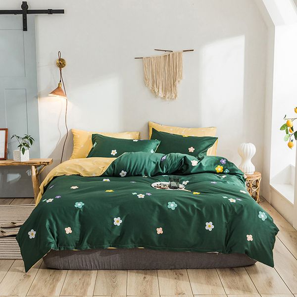

cotton bedding set twin full /king single double bed duvet cover flat bed sheet pillowcase home textile bedroom linings