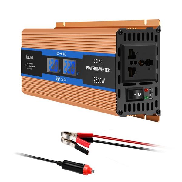 

car inverter 2600 w dc 12 v to ac 220 v power inverter charger converter sturdy and durable vehicle power supply switch sale