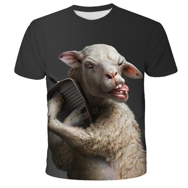 

dressing2020 new men 3d tshirts popular novelty animal pig sheep series tshirt men women 3d print t-shirt harajuku style t shirt summer, White;black