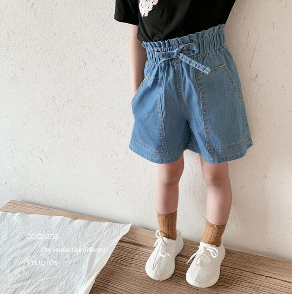 

2020 new girls denim bow shorts summer fashion girls shorts 4-9t ho737, Black