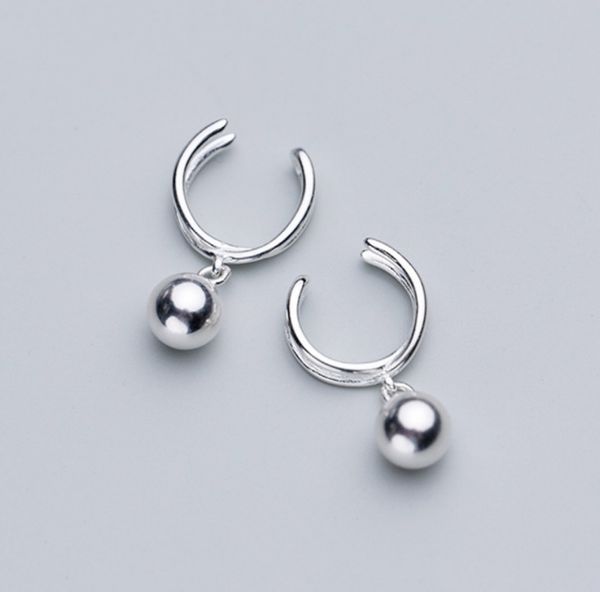 

925 sterling silver lovely ball ear cartilage cuff clip-on single earring a1559